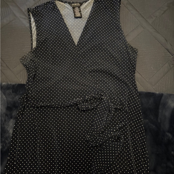 George Dresses & Skirts - Vintage Navy Shadow Polka Dot Dress 12-14+ Wraparound